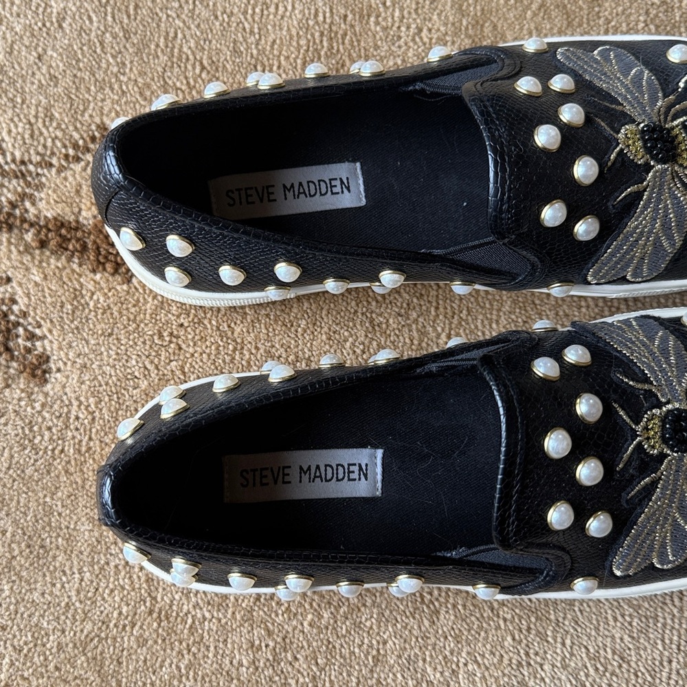 Steve Madden Black Bee Embellished Sneakers - Picture 2 of 4
